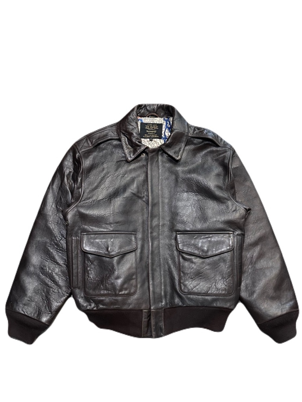 Schott NYC Type A-2 Leather Bomber Jacket Brown Aviator Flight Bomber Mens's M